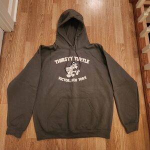 Gildan Heavy Blend Thirsty Turtle Victor NY Hoodie Sweatshirt Green Large